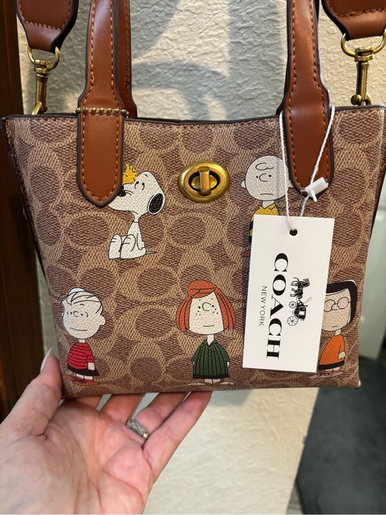 Coach Handbags - Coach Brown Signature Peanuts Mini Tote with Chestnut Trim